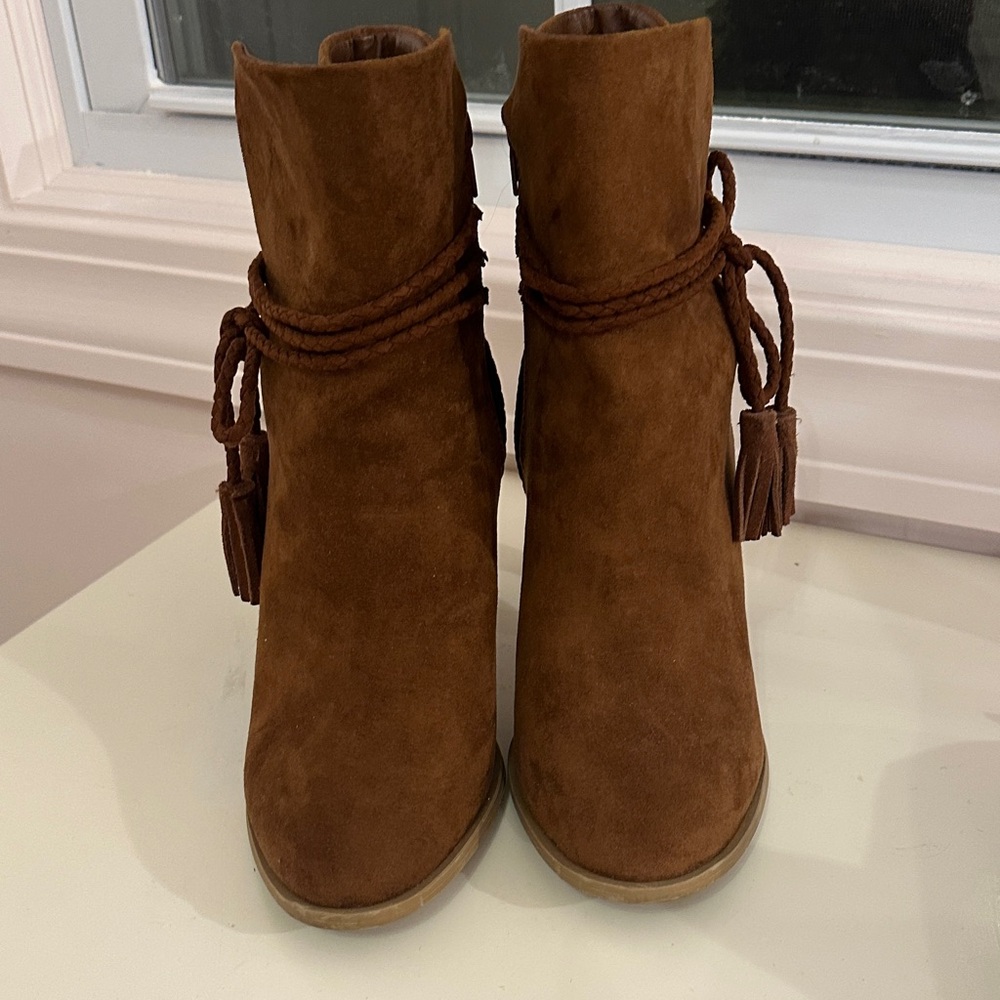 Universal Thread Brown Suede Heeled Boots - Picture 2 of 3